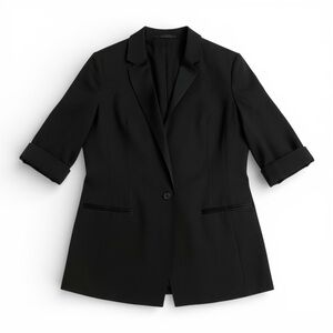 ALL SAINTS Women's Elegant Black Blazer Jacket 3/4 Sleeve Faux Pockets Size 8
